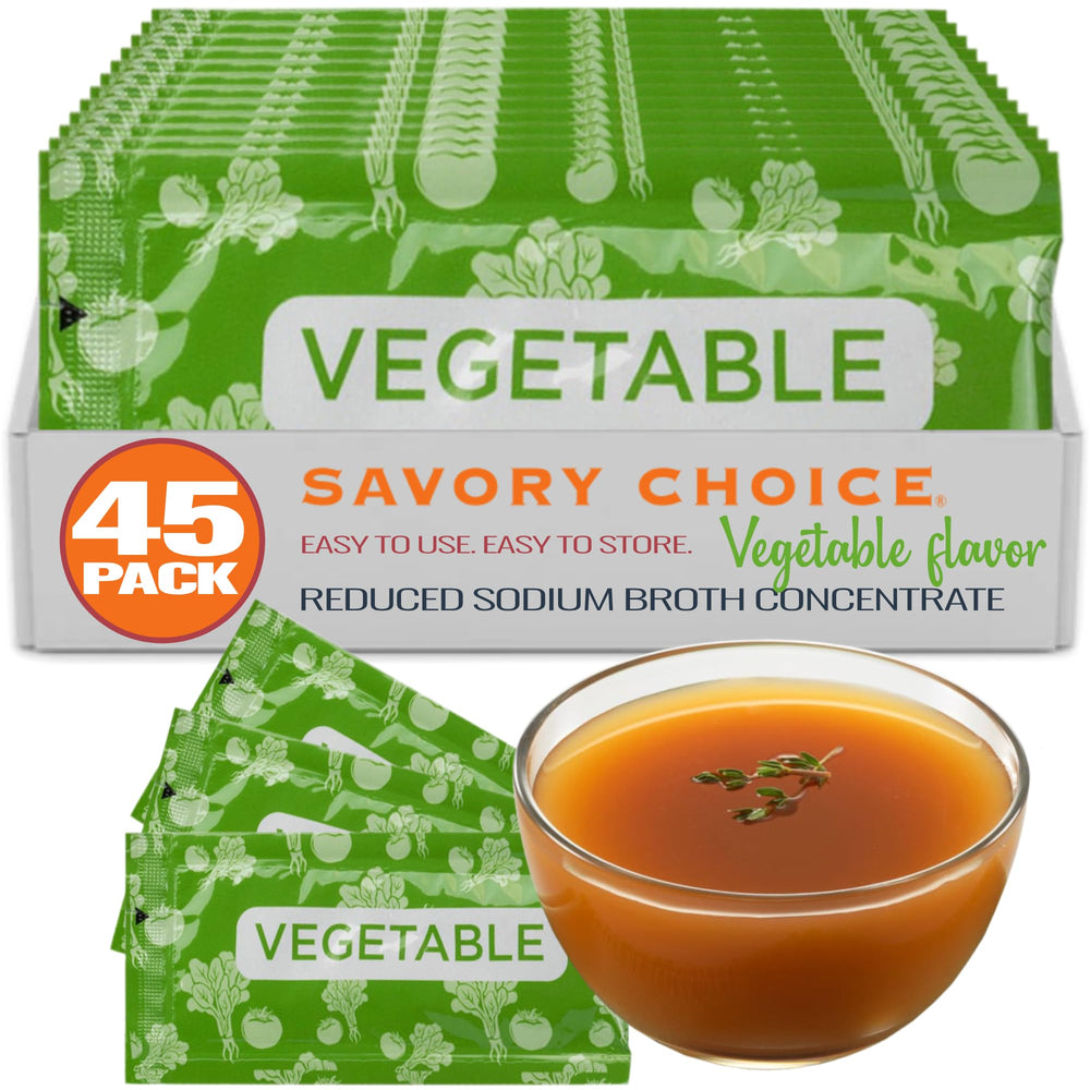 SAVORY CHOICE broth packet tear-open for a quick, flavorful base.
