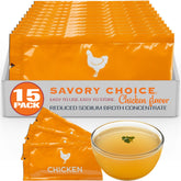 Savory Choice reduced-sodium chicken broth packets for quick, flavorful meals.