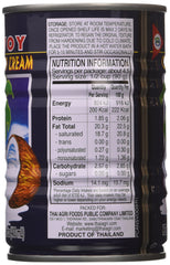 Savoy Coconut Cream can label close-up highlights Thailand origin and authentic flavor.