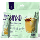 SaySO Skinny Margarita Stick box front, showcasing all-natural ingredients for quick craft cocktails.