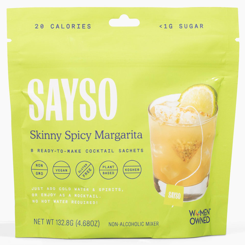 SAYSO Skinny Spicy Margarita tea bag close-up ingredients for bold flavor.