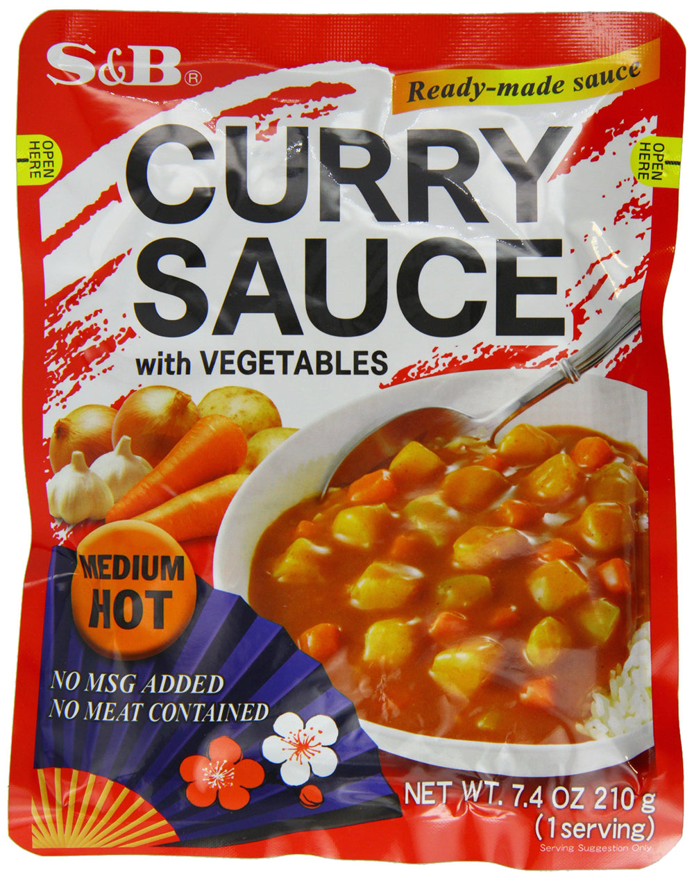 S&B curry sauce with vegetables medium hot pack of 10 bottles ready to heat