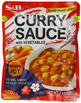 S&B curry sauce with vegetables medium hot pack of 10 bottles ready to heat