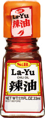 S&B Layu chili oil bottle adds bold heat and flavor to meals.