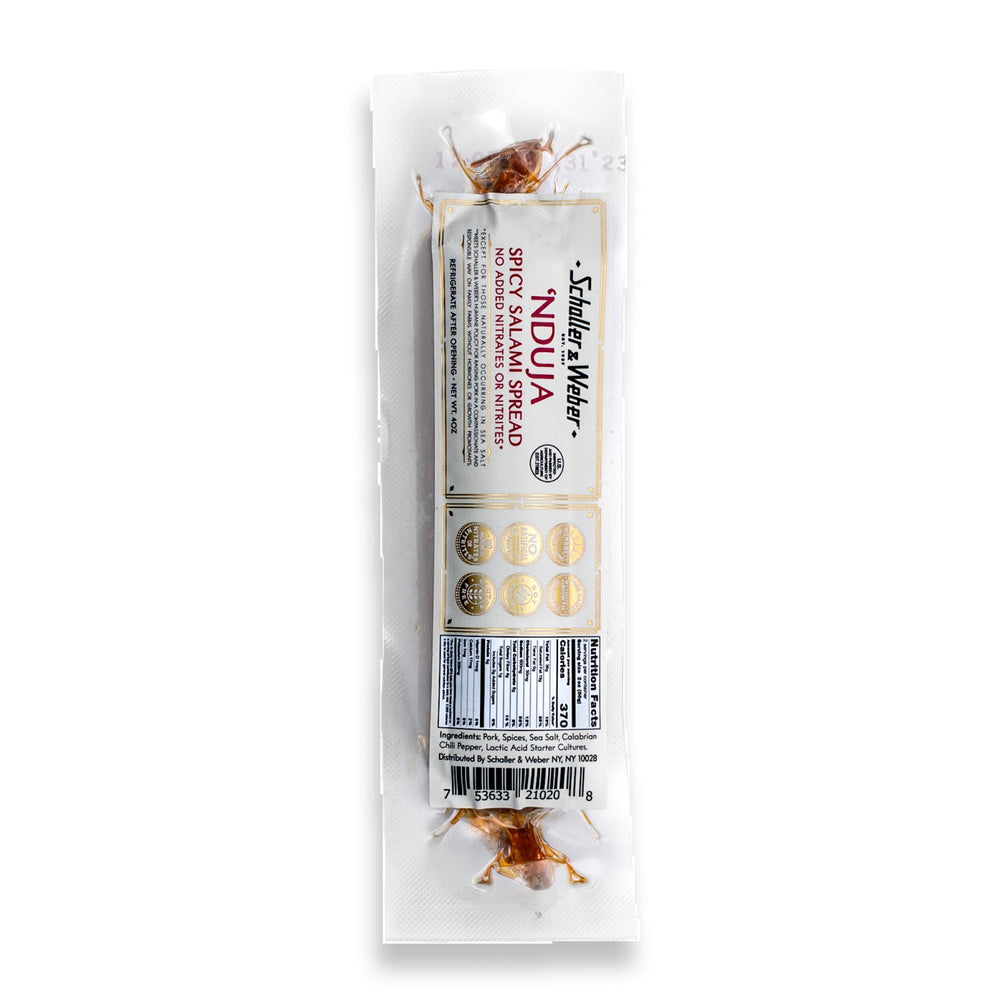 Schaller and Weber Nduja Spicy Salami Spread in a jar for easy spreading.