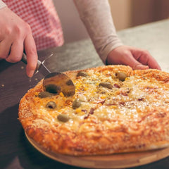 Scotty's Everyday Keto Pizza Crust Mix dough ball on baking sheet signals easy prep and browning crust