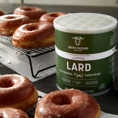 SCP lard shortening in a skillet for crisp fried eggs.