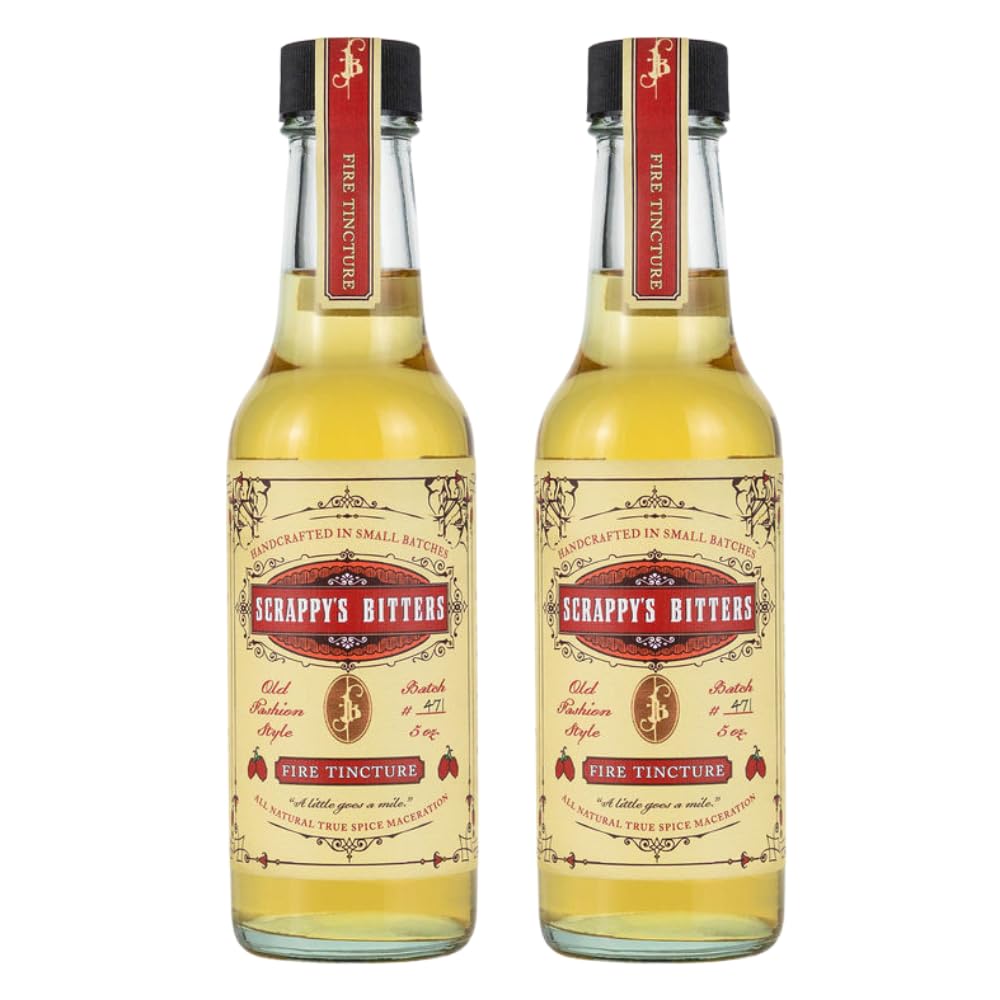 Scrappy's Fire Tincture 5 oz bottle shows bold habanero heat and floral balance.