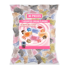 Scripture Candy cream-flavored hard candy with verse wrappers for daily encouragement.