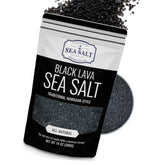 Sea Salt Superstore black lava charcoal bag shows premium finishing salt for grilling