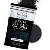 Sea Salt Superstore black lava salt bottle for finishing and grill seasoning.