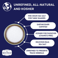 Sea Salt Superstore kosher salt in shaker highlights table-ready packaging