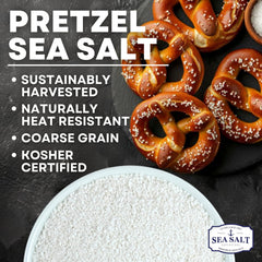 Sea Salt Superstore pretzel salt coating on a pretzel during bake