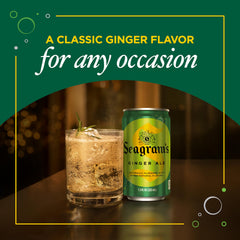 Seagram's Ginger Ale in a glass with bubbles, ideal as a cocktail mixer.