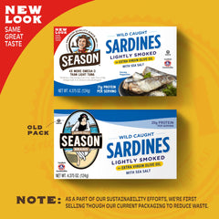 Season Sardines bone-in fillets emphasize calcium-rich nutrition and bite.