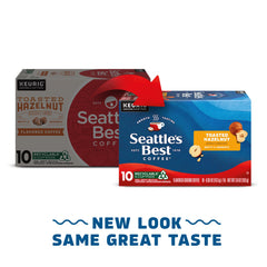 Seattle's Best Toasted Hazelnut K-Cup pods brewing a fast, flavorful cup.
