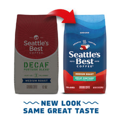 Brew-over scene with Seattle's Best Portside Decaf, balanced body.