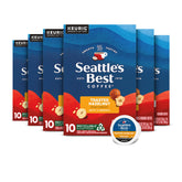 Seattle's Best Toasted Hazelnut boxes display six-pack convenience for daily brews.