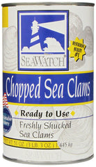 SeaWatch chopped sea clams in 51oz can ideal for family meals and restaurant prep