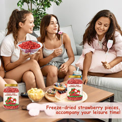 SEAYOFA real strawberry chunks close-up showing chunky bite and natural appeal.