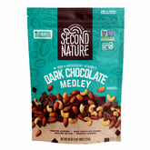 Second Nature Dark Chocolate Medley Trail Mix in a resealable pouch for convenient on-the-go snacking