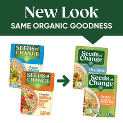 SEEDS OF CHANGE microwave-ready pack enables fast prep for busy weeknights.