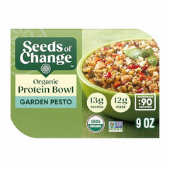 SEEDS OF CHANGE Quinoa and brown rice base with plant protein.