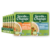 SEEDS OF CHANGE quinoa and brown rice with garlic pouch, ideal for a quick, flavorful side.