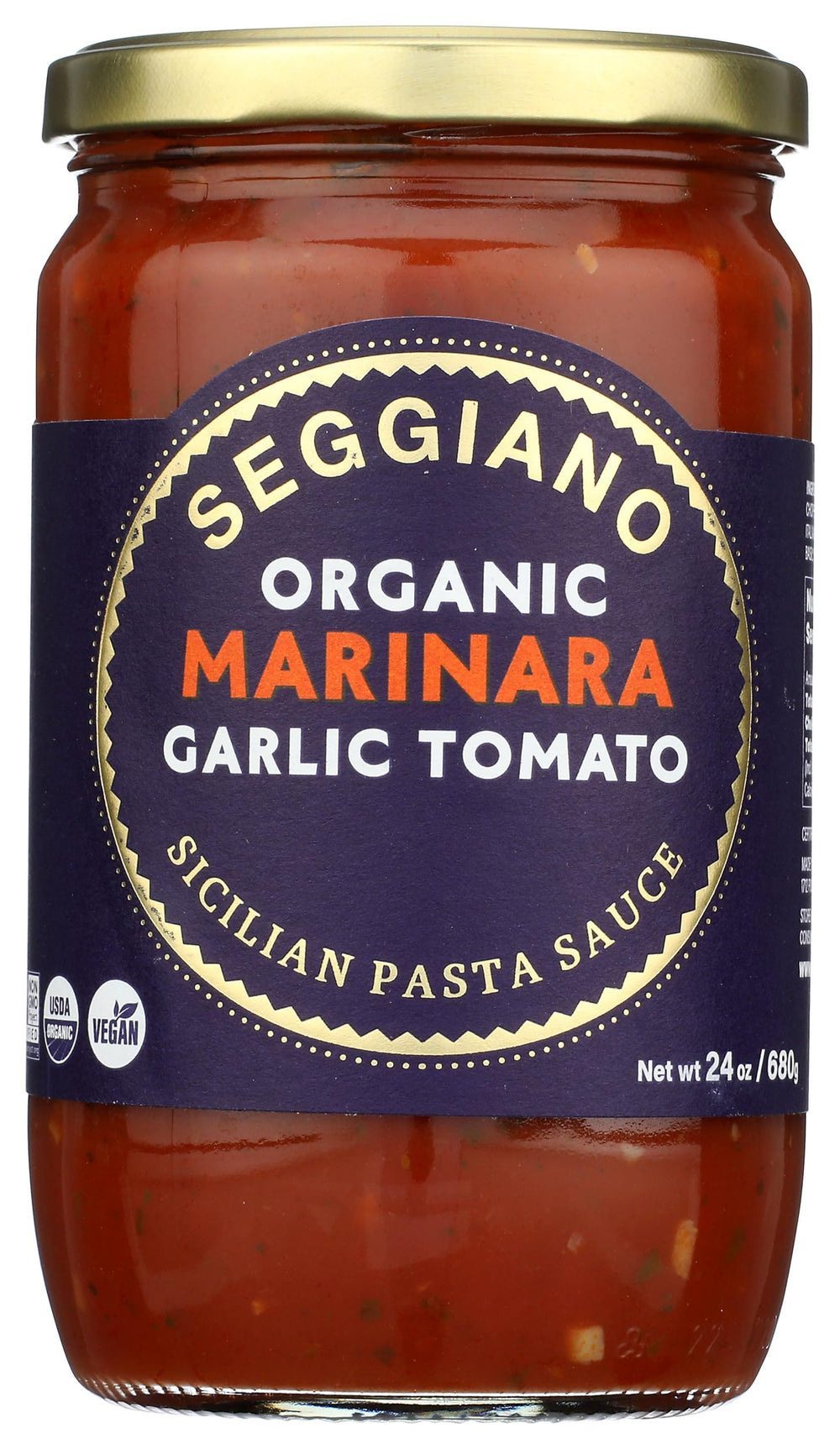 Seggiano Organic Garlic Marinara jar ready for pasta night