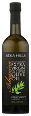 Seka Hills Estate Arbequina EVOO bottle pour for smooth finishing and drizzle on salads.