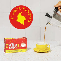 Sello Rojo espresso ground for machine image showing consistent extraction.
