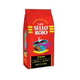 Sello Rojo Intenso Darkest Roast ground coffee pack with bold aroma for espresso.