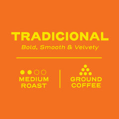 Close-up of Sello Rojo Tradicional Medium Roast beans releasing rich aroma