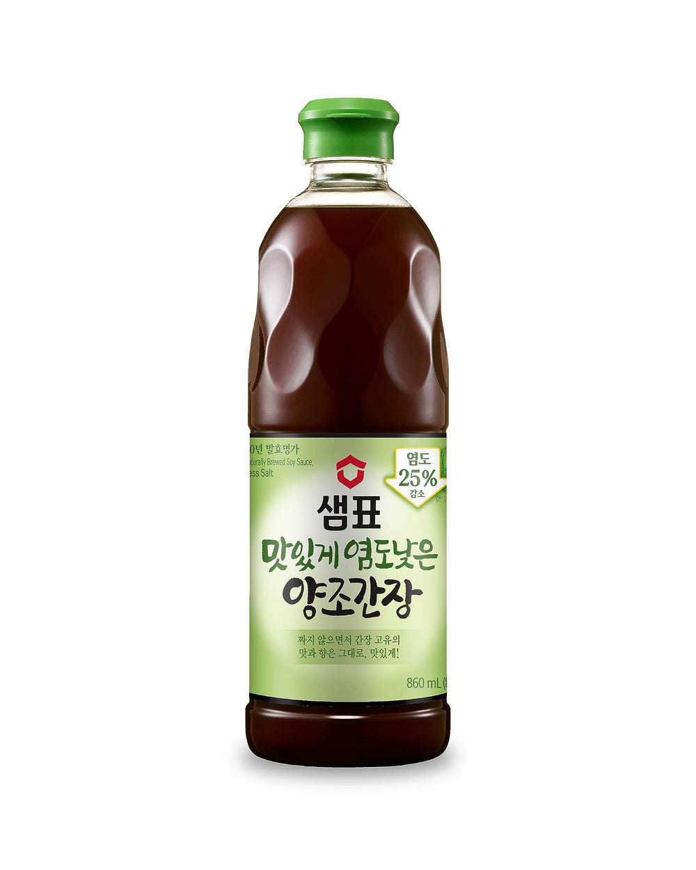 Sempio low-sodium bottle side view showcases premium flavor for everyday meals.