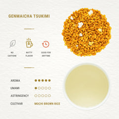 Senbird Genmaicha edible roasted mochi rice enhances snackable texture.