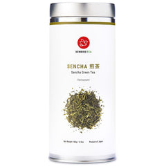 Senbird Premium Sencha tin close-up preserving aroma for daily tea.
