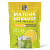 Sencha Naturals matcha lemonade mix bottle ready for iced or hot drinks.