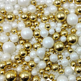 Senchanting white gold pearl sugar sprinkles bottle for elegant dessert decoration.