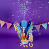 Send A Cake Birthday Bubble Box cover design with bright stained glass—eye-catching gift presentation.