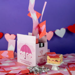 Send A Cake umbrella love shower box front view, gift-ready packaging.