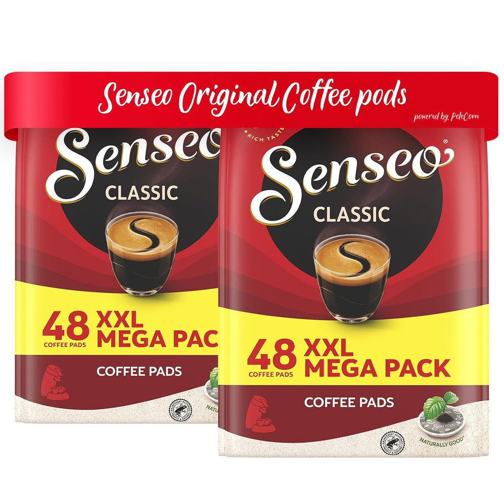 Senseo classic medium roast pods 96-count box for convenient daily brewing at home.