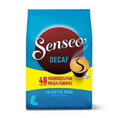 Bulk Senseo Decaf pods in a 144-count pack, ideal for home or office use.
