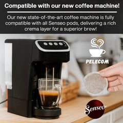 Senseo crema closeup—rich crema atop a glossy espresso shot.
