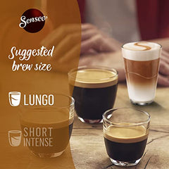 Crema sits atop a Senseo Strong Dark Roast brew from single-serve pods.