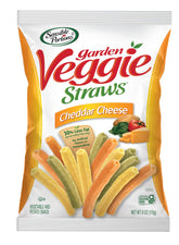 Sensible Portions Garden Veggie Cheddar Straws in a 6oz bag, crispy and flavorful.