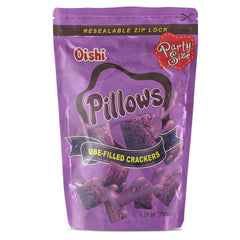 SENTICUM Oishi Pillows Ube Filled Crackers front view, vibrant ube center for a crisp bite