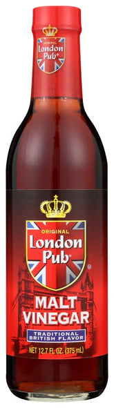 Septhope London Pub Malt Vinegar bottle on kitchen shelf, ideal for fish and chips.