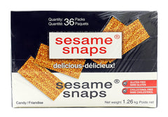 Sesame Snaps 36-pack box ready for grab-and-go snacking.