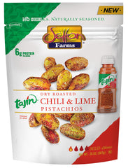 Setton Farms Tajin Clasico pistachios no-shells, ideal for on-the-go snacking.
