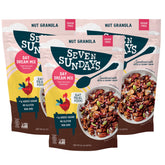 Seven Sundays Day Dream granola bag open with raspberries, gluten-free and keto-friendly.